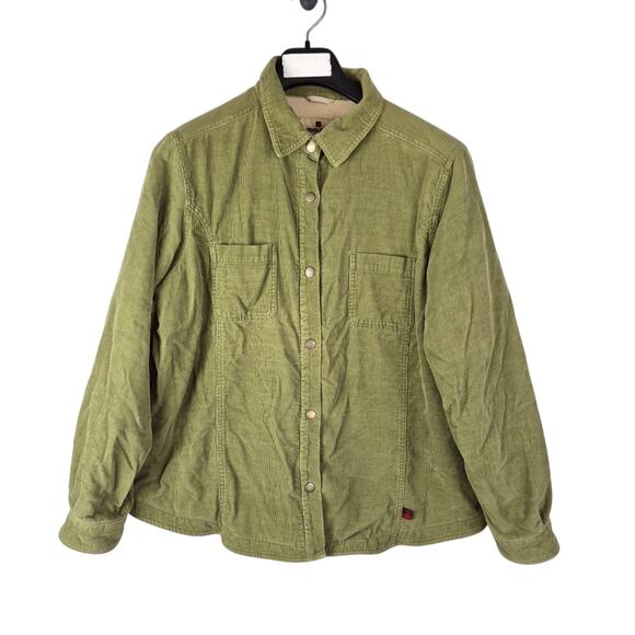 Woolrich Corduroy Jacket Womens XL Sage Sherpa Fleece Lined Button Up Schacket - Picture 1 of 13